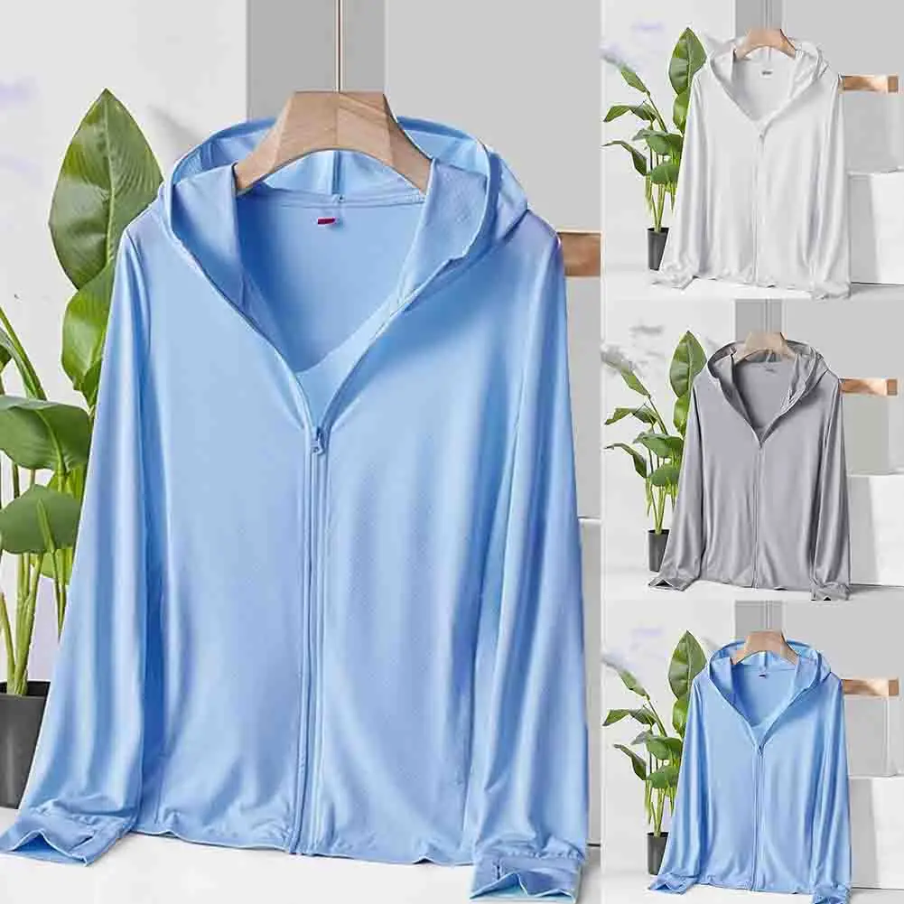 Chaquetas ligeras de secado rápido para hombre con protección solar Ropa de seda helada de manga larga para mayor comodidad diaria