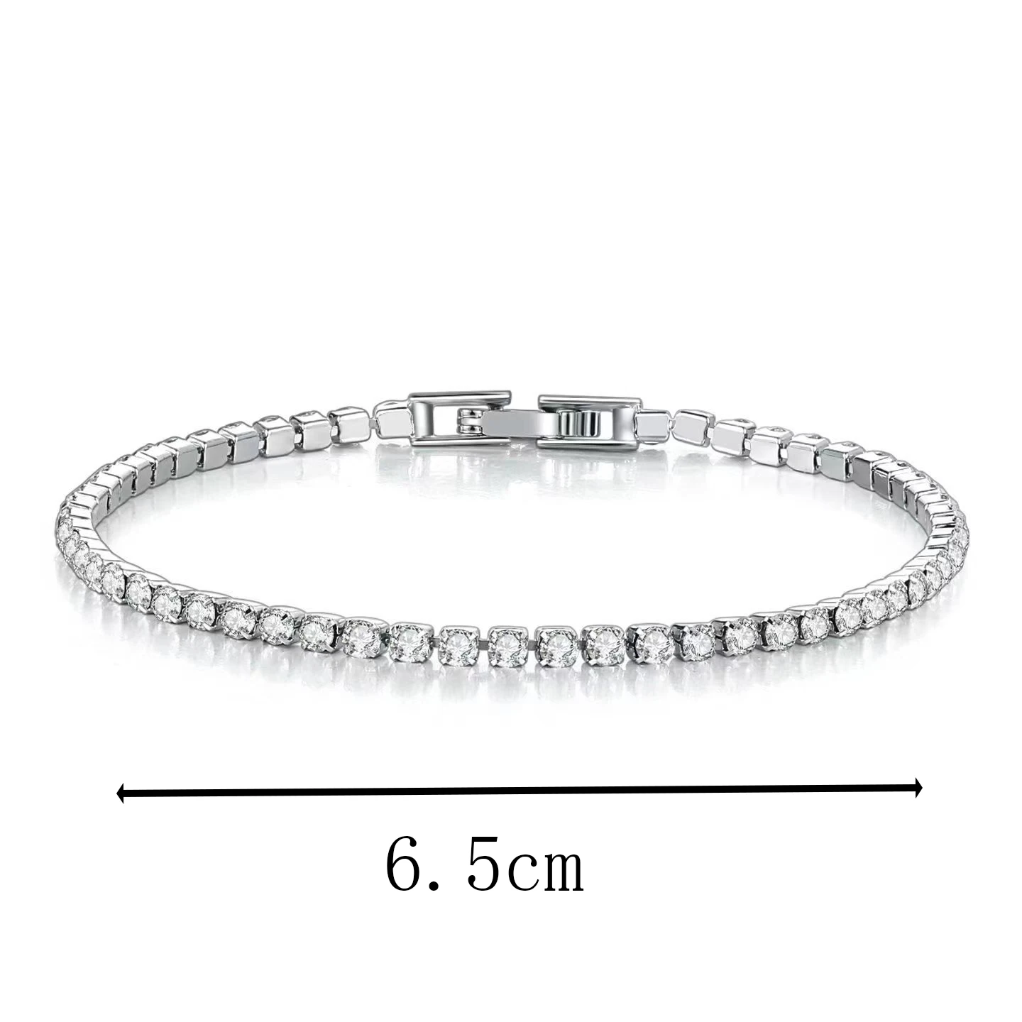 2pcs Simple And Stylish Fully Inlaid Micro-inlaid Water Diamond  3mm Cubic Zirconia Classic Tennis Bracelet