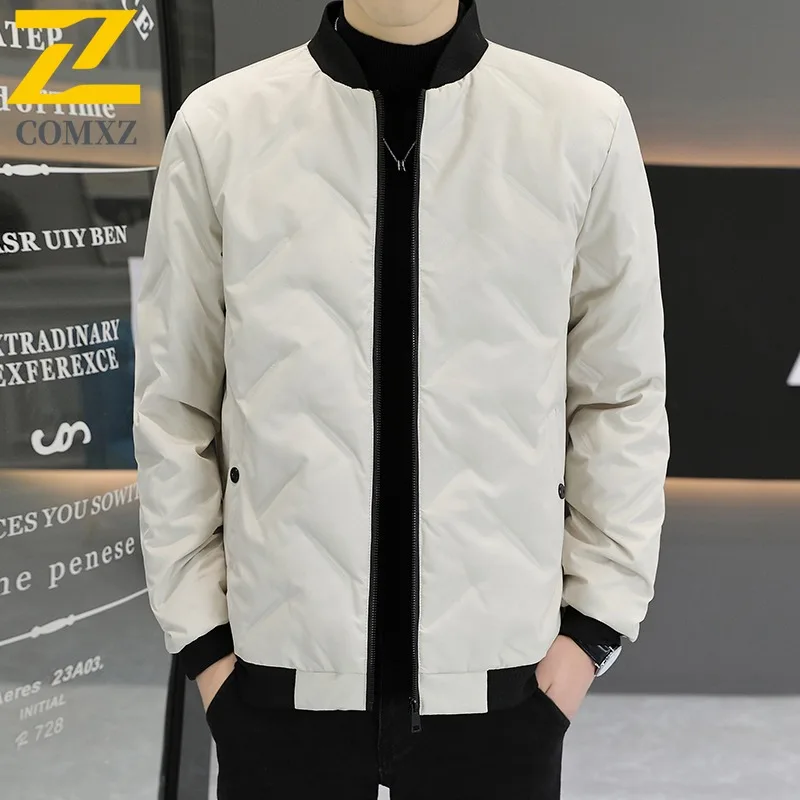 سترة COMXZ للرجال بياقة بيسبول عصرية للعمل في الهواء الطلق سترة سميكة دافئة كلاسيكية للأعمال معطف شتوي خفيف الوزن غير رسمي #2