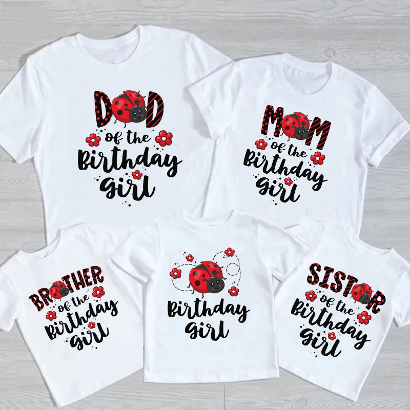 Family Matching Ladybug Girl Birthday Shirts, Birthday Girl Shirt, Mom Dad Brother Sisters Ladybug Birthday Party Shirt Clothing