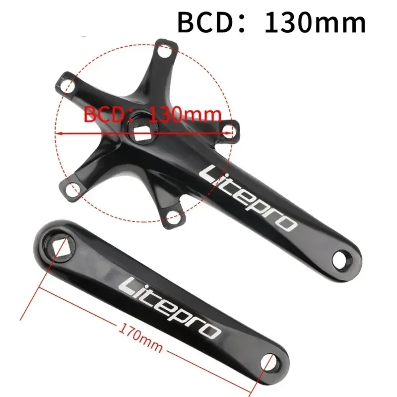 Litepro 130 BCD Chainring Square Connecting Rods Crankset 45T 47T 53T 56T 58T Bicycle Crank and Chainwheel for Gravel Road Bike