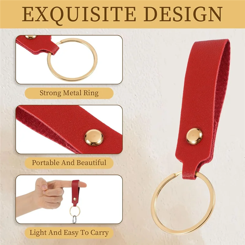 

ABVA-100Pcs PU Leather Key Fob Kit, Leather Keychain Blanks With Gold Rivet And Metal Rings, Multicolor Key Chain Making Kit