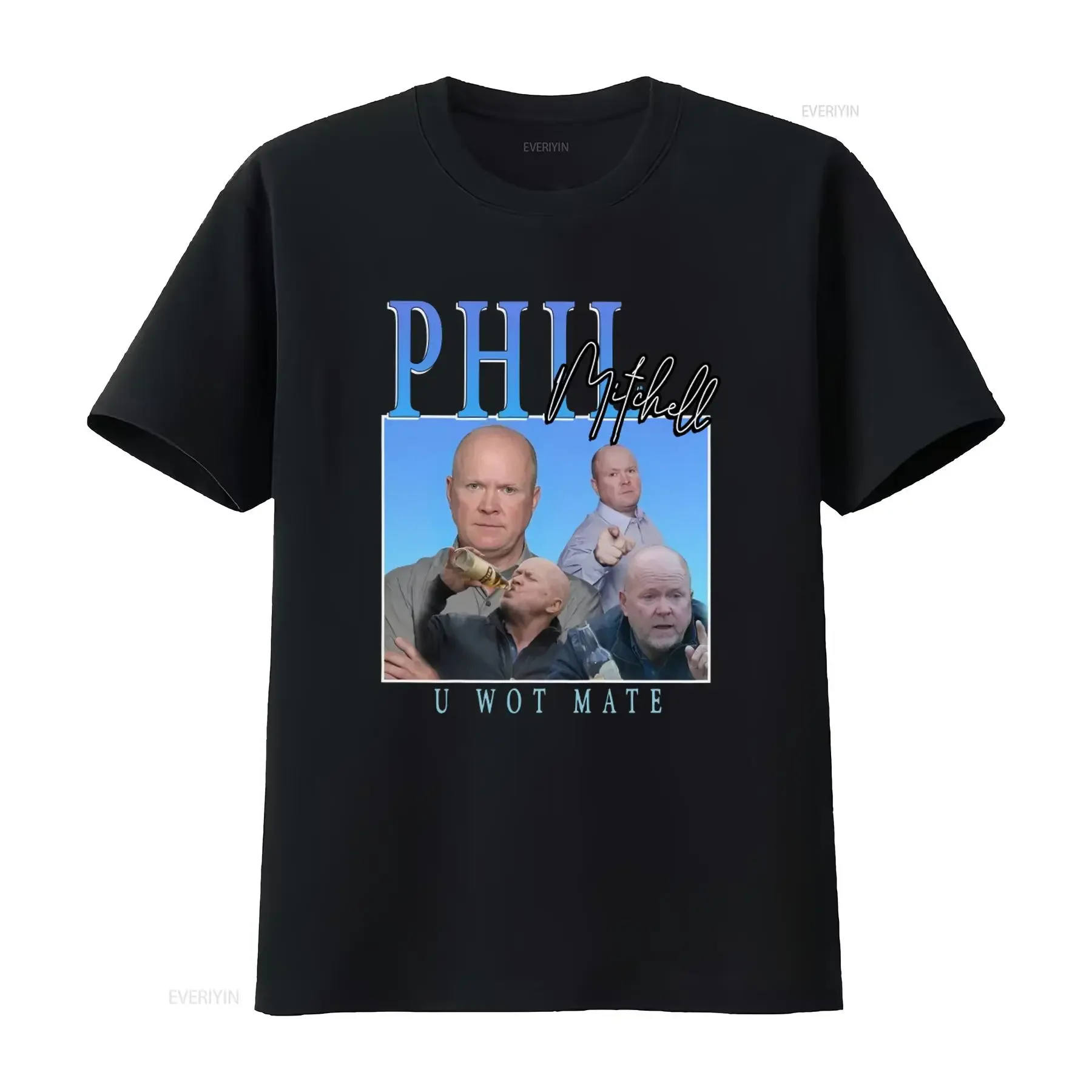 Футболка Phil Mitchell черная, винтажная, в стиле EastEnders, с забавным классическим принтом, с круглым вырезом, U Wot Mate, винтажная, с эффектом потертости, мужская