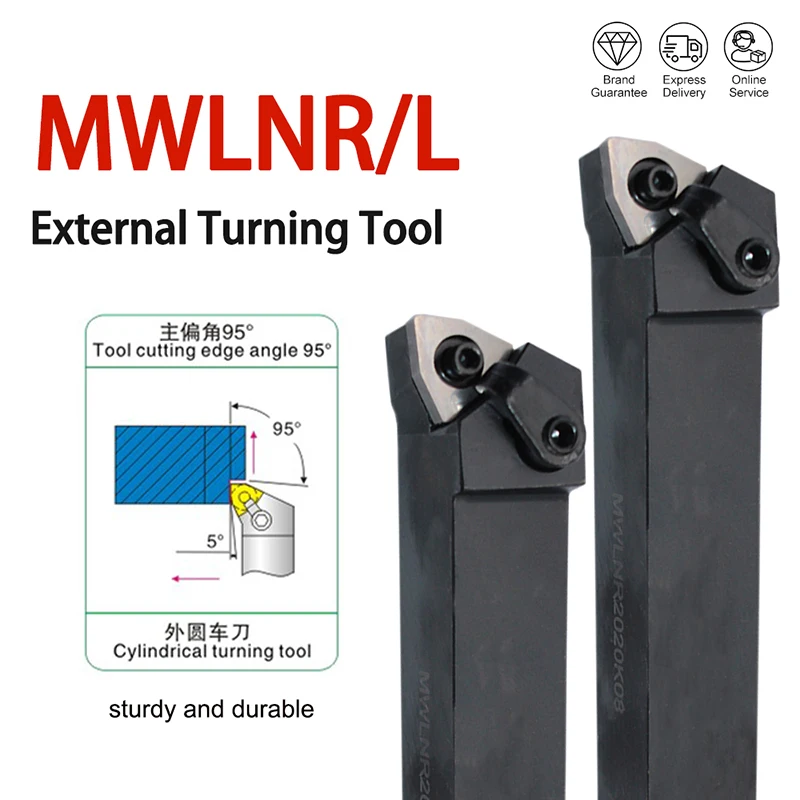 1PCS MWLNR1616H08 MWLNR2020K08 MWLNR2525M08 MWLNR1616H06 External Turning Tool Holder MWLNR MWLNL Lathe Bar CNC Cutting Tools