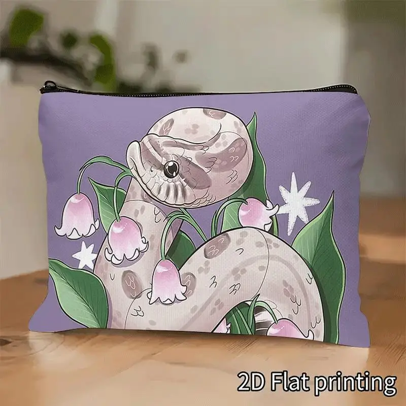 1 Lavender-Colored Armadillo Snake with Pecan Pattern Makeup Bag - Jewelry Storage Bag, Perfect Travel Zipper Storage Bag, Fun Birthday Gift
