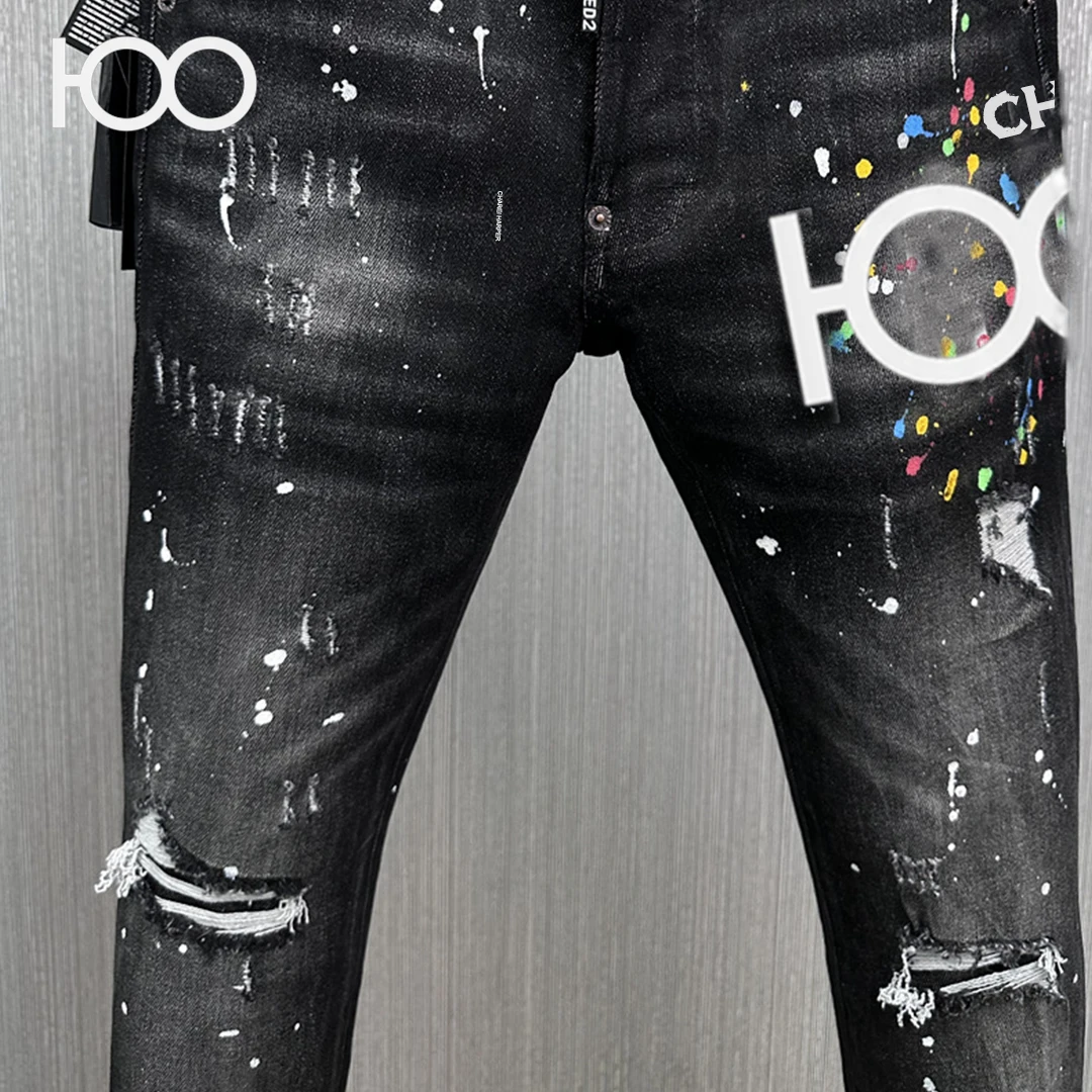 9881 Chareiharper100 جينز رجالي ربيع 2025 جديد فضفاض ومتعدد الاستخدامات غير رسمي مستقيم الساق السراويل للرجال شارع العليا