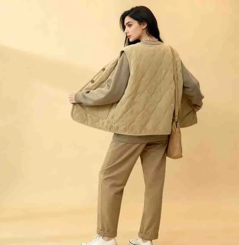 سترات الصدريات النسائية السميكة للسيدات الخريف تويد الوقوف طوق ثلاثة أزرار الأكاديمية البلايد المدرسة الكلاسيكية Preppy الطبقات