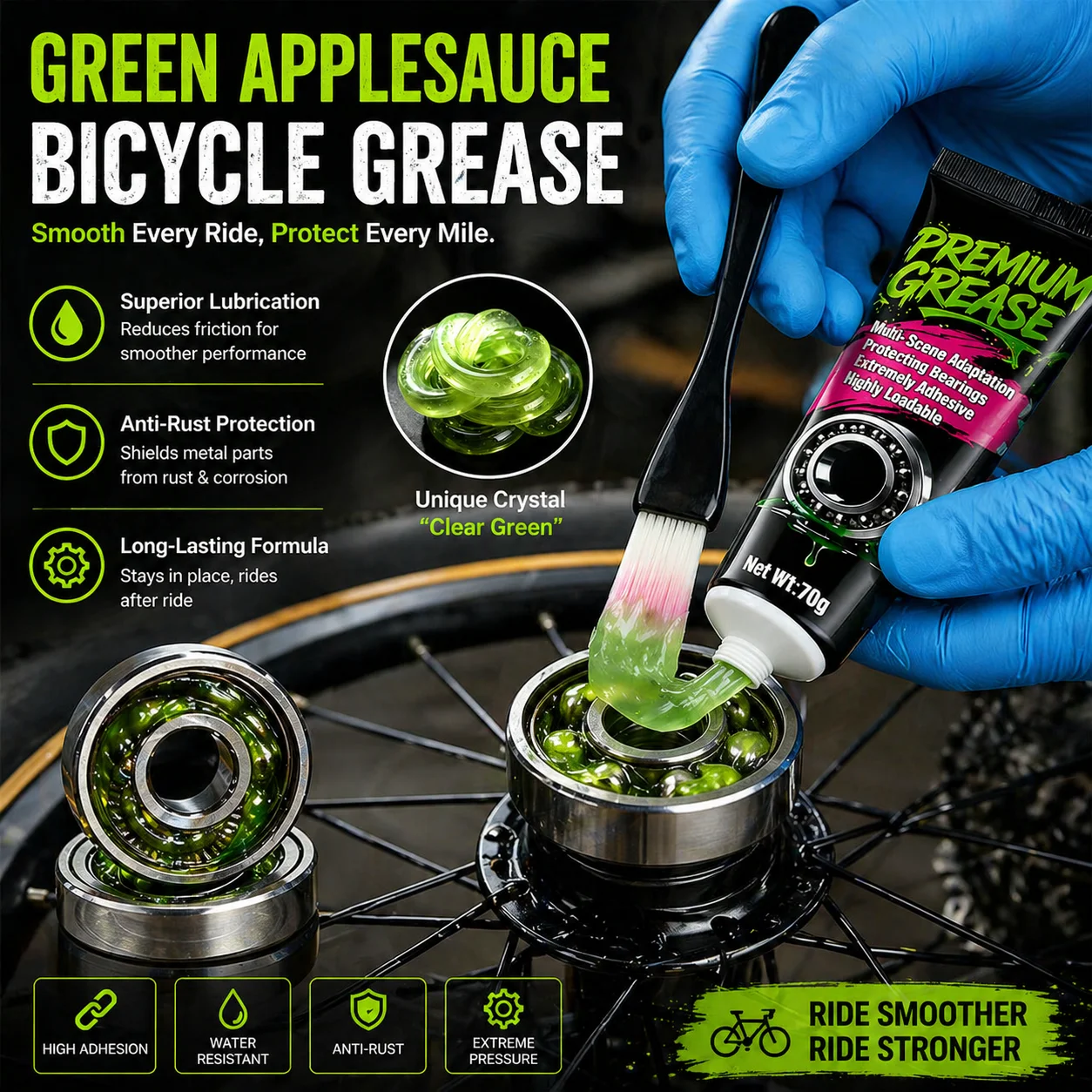 Premium 70g Fahrrad-Schmierfett Grünes Apfelsaft-Lagerfett Naben- und BB-Schmiermittel Öl Schmiermittel Lipid-Elemente für Shimano Sram – Detail 1