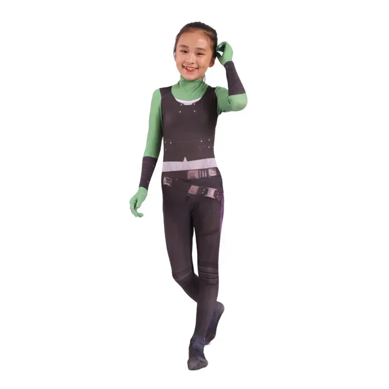 SN60 Adult Kids Gamora Cosplay Costume Guardians Of The Galaxy Suit Bodysuit Hero Jumpsuit Cosplay Halloween Kid Girl Party 1 @