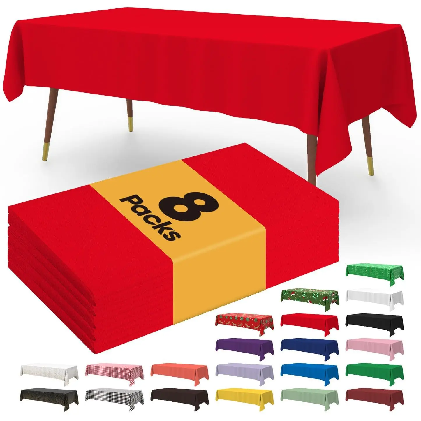 Plastic tablecloth disposable - 8 packs, tablecloth for rewinding tables, 54 \