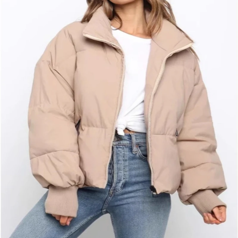 

Autumn Winter Women Jackets Thicken Streetwear XS-L Sized Parkas Long Batwing Sleeve Pockets Fashion 2024 Female Coats