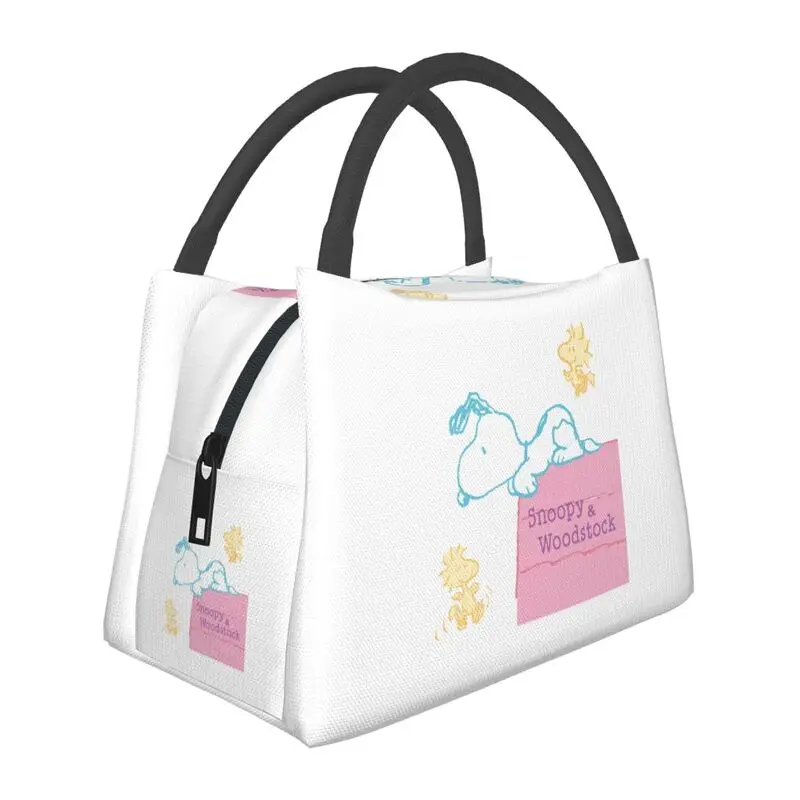 

Manga Snoopy Woodstock Cartoon Dog Insulated Lunch Bag for Camping Travel Waterproof Cooler Thermal Bento Box Women