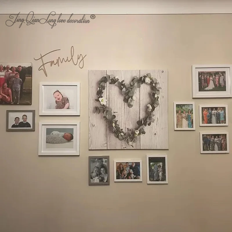 علامة كلمة خشبية مخصصة للعائلة لفن الحائط، دعامة الصور، جدار المعرض