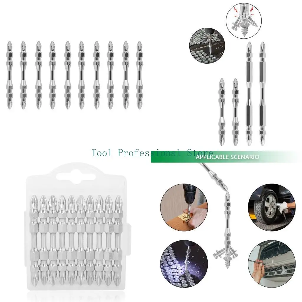57QF Magnetic Drill Screwdriver Bit 65mm 100mm Double for Head for Cross Bit Strong Magnetic Batch 10 Packs Strong Magnetism
