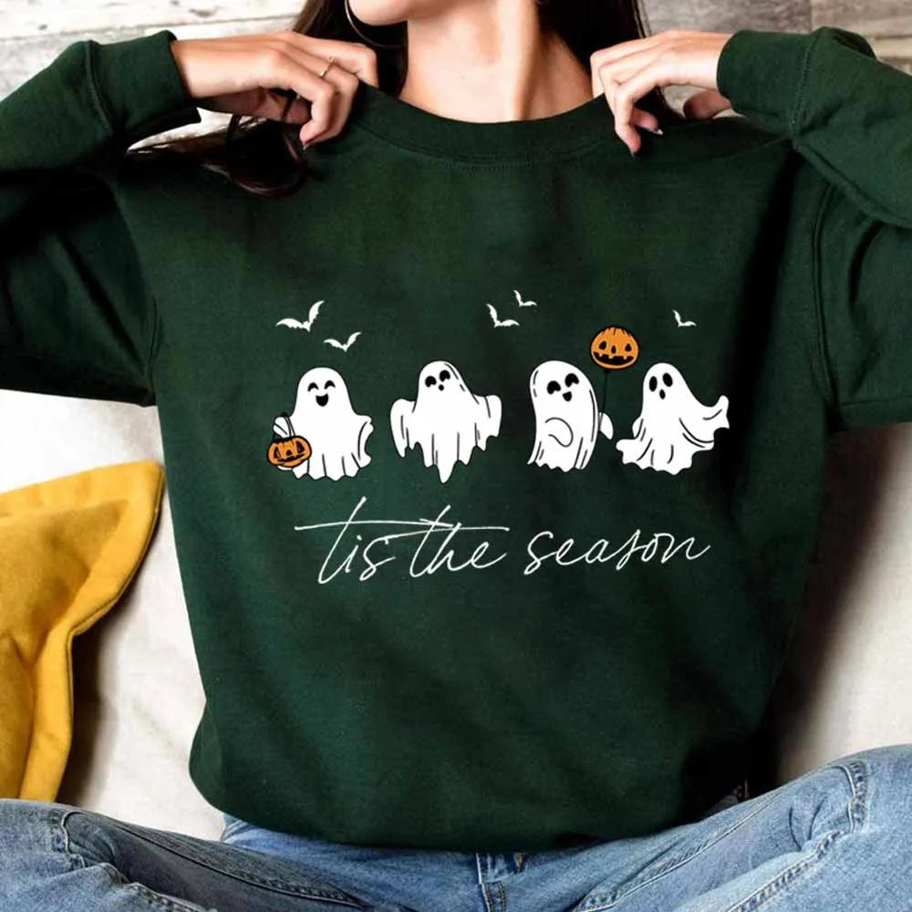 

Толстовка с призраком на Хэллоуин Tis The Season, милый жуткий череп, призрачная рубашка с тыквой, толстовка с капюшоном «Кошелек или жизнь», толстовка для вечеринки на Хэллоуин