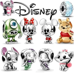 Disney 925 Silver Mickey Minnie Charms Mary Cat Stitch Beads fits Pandora bracelet original charm jewelry accessories 2024 New