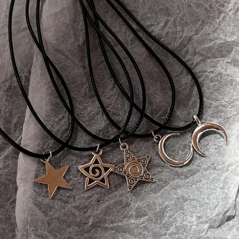 Star Earrings Silver Color swirly Star 90s Chokers Celestial Best Friends Celestial Gift for Friend Necklaces Pendant Men Women