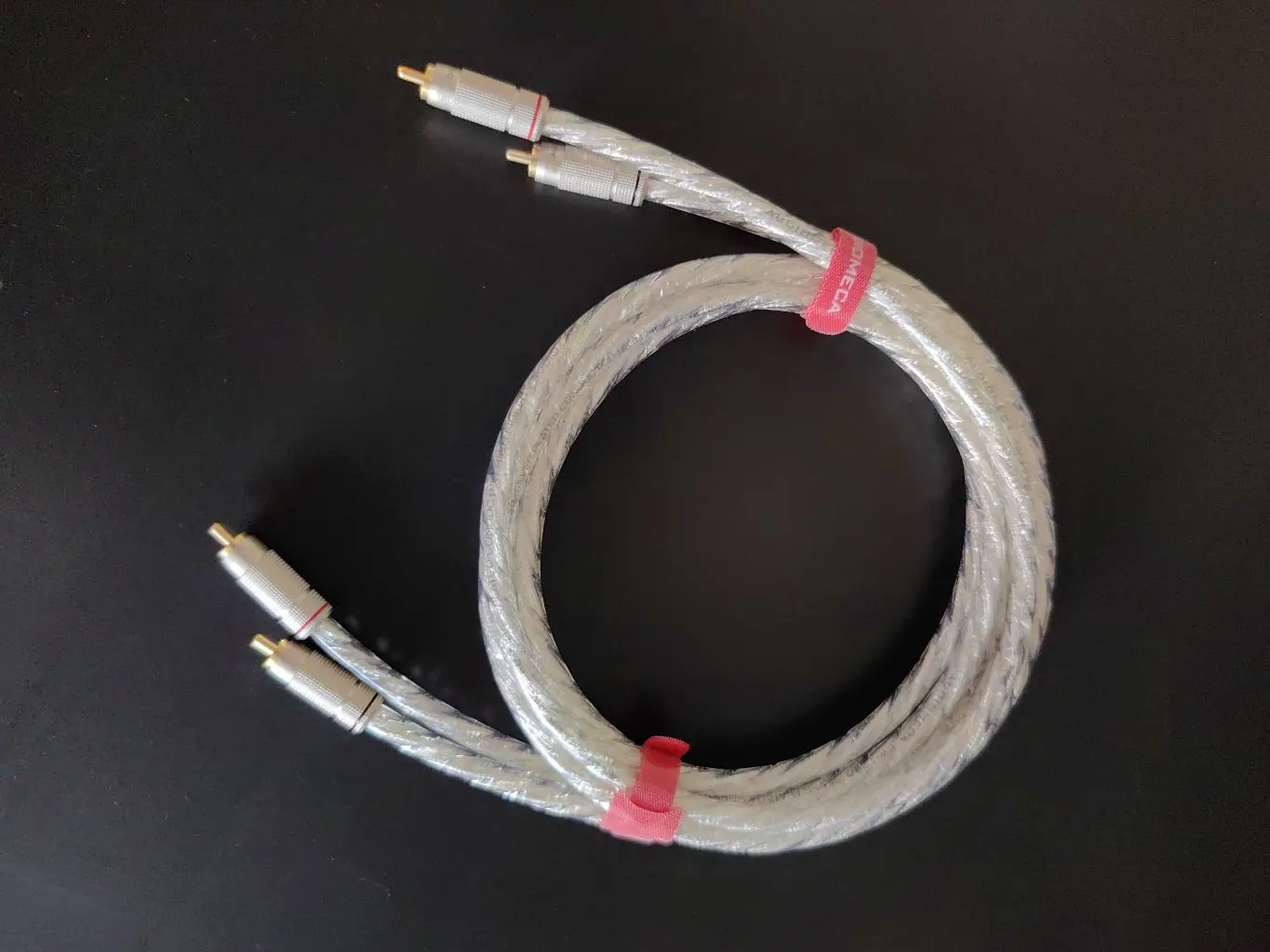1 pair audiomeca silver plated rca-rca audio cable