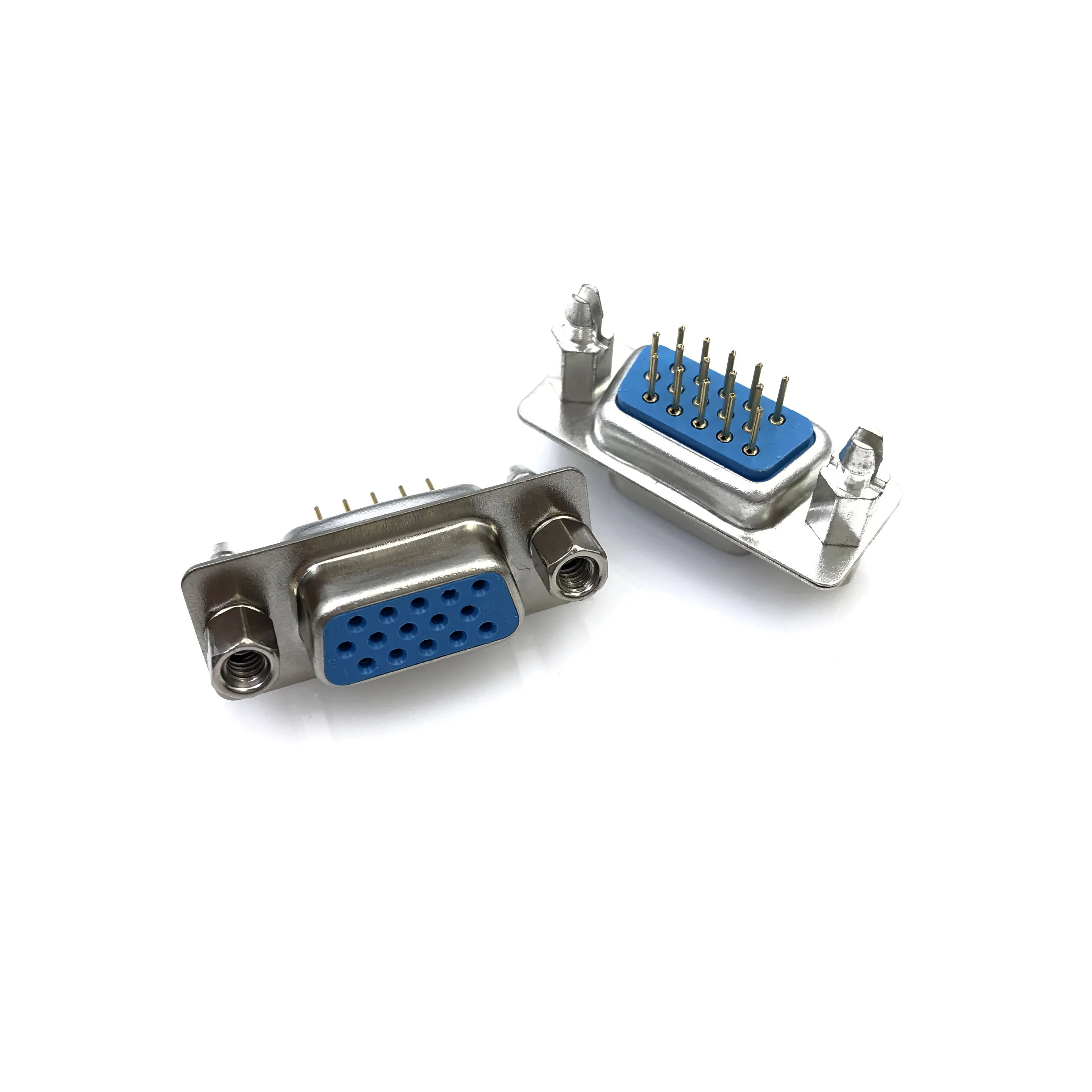 10pcs DP15 3Rows Male/Female Blue Straight Pin DB15 D-sub PCB Mount RS232 Serial Port Connector COM port Socket With Screw Nuts