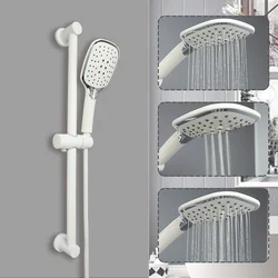 Shower Bar Angle Height Adjustable Sliding Hand Shower Bar White Stainless Steel Shower Rod Bathroom 3 Function Hand Shower Head