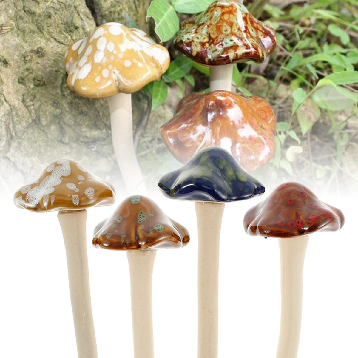 4 Stücke Keramik Pilze Dekorationen Fee Garten Pilz Ornamente Realistische Pilz Skulptur Garten Landschaft Statue Dekore