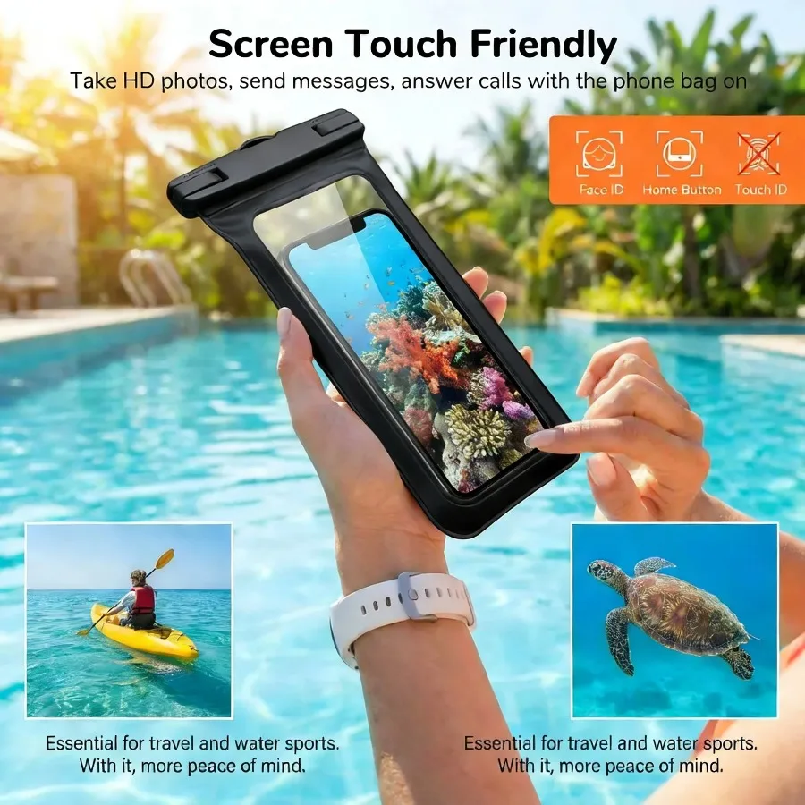 2PCS Waterproof Phone Pouch Sealed Dry Bag - For Beach Swimming Water Sports