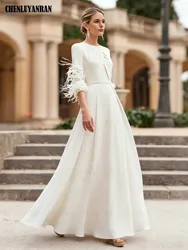 Customized Simple Mother of the Bride Dresses Jumpsuit Long Wedding Guest Gowns Pantsuit Feather Beading Dress Women For Wedding