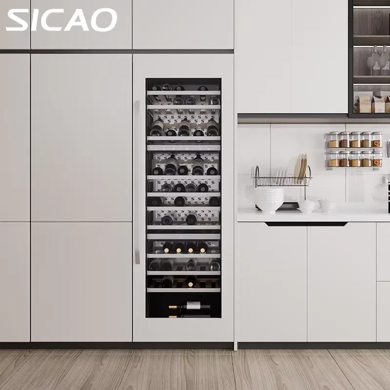 Dual Zone Wine Fridge Built In Folding Wine Cooler Cabinet 12 Bottle Chiller Cellar With Light For Home Kitchen Bar Storage