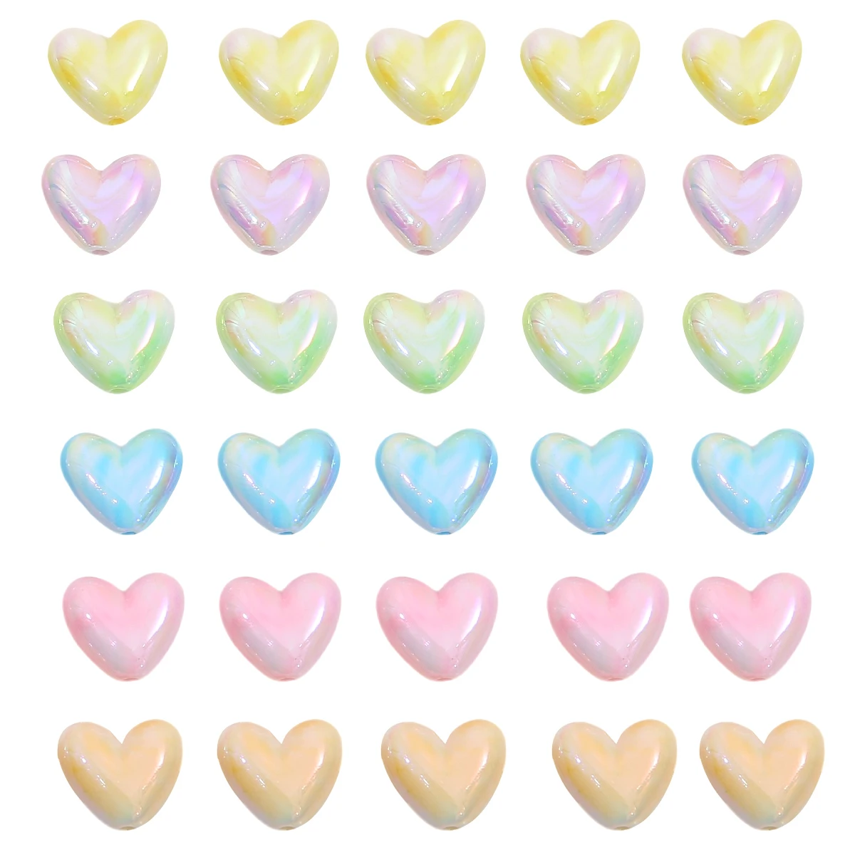 10/30pcs 15x17mm Macarons Heart Spacer Beads Shiny Love Heart Acrylic Beads For DIY Jewelry Making Bracelet Necklace Earrings view 5
