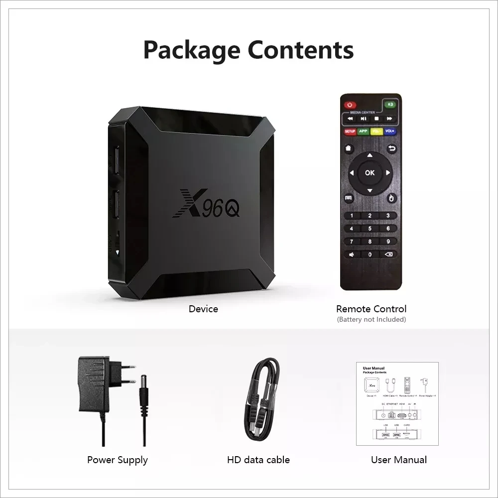 Android 10.0 X96Q TV Box Smart TV BOX Allwinner H313 Quad Core 60fps 2.4G Wifi Google Playstore 4K Set Top Box Media Player X96