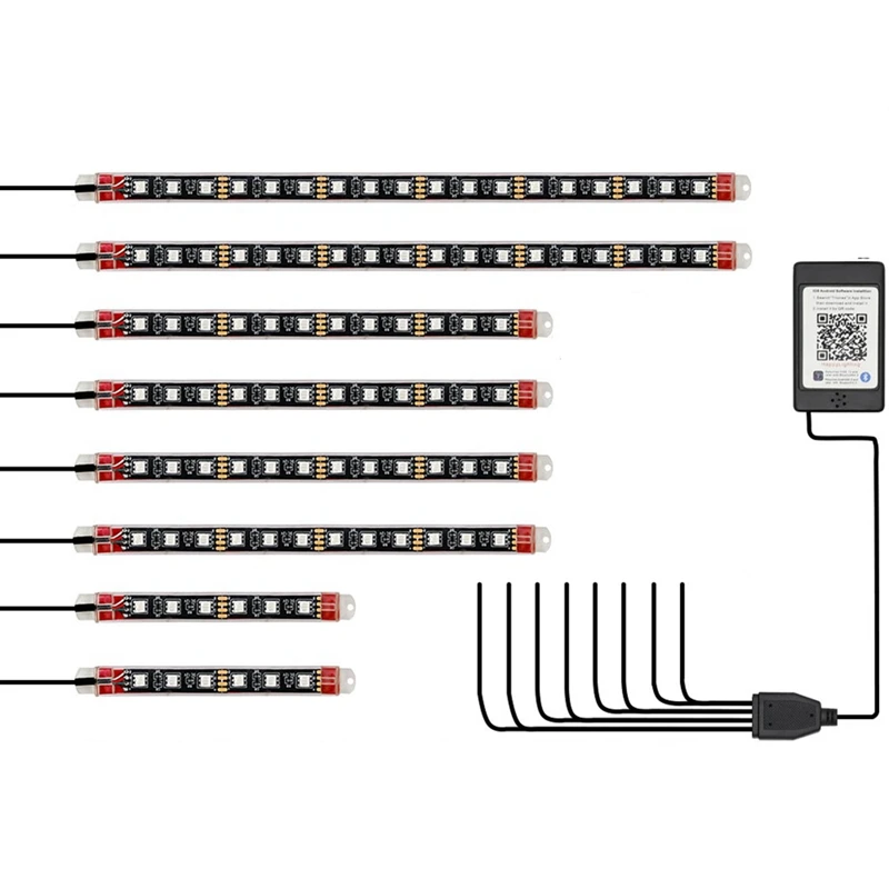 8PCS Motorcycle Underglow LED Light Kit, App Control Multicolor Motorcycle LED Light Kit RGB Strips Light Waterproof Parts