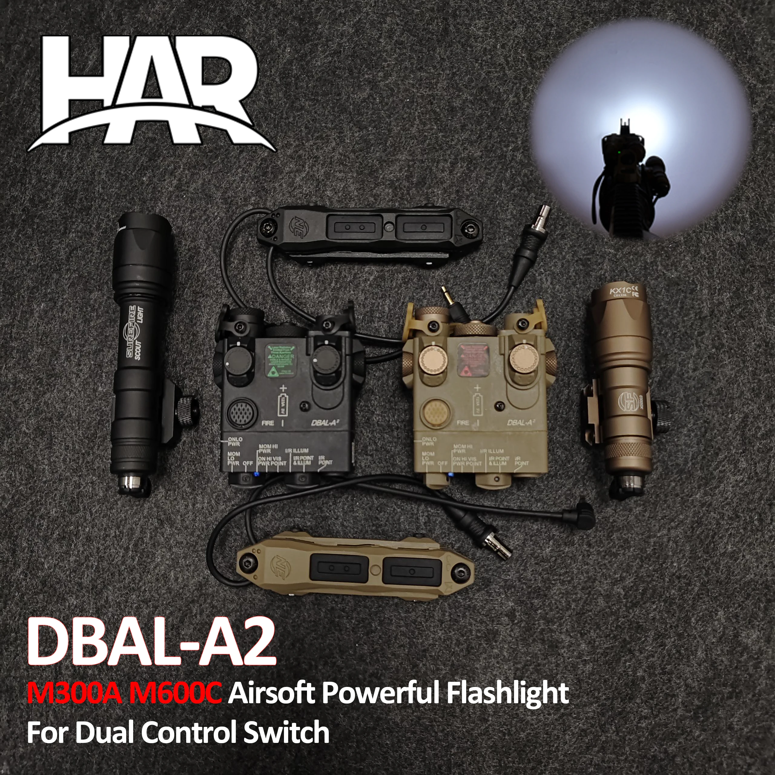 

WADSN Tactical DBAL-A2 Red Green Laser Dot Indicator Dbal M300 A M600 C Powerful Flashlight Airsoft Hunting Weapon Light DBAL A2