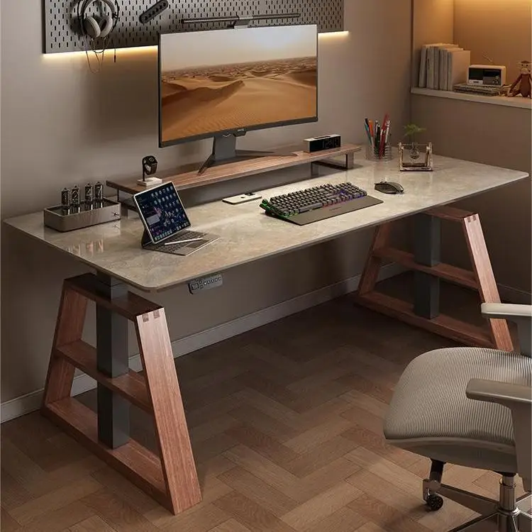 Camera da letto moderna con scrivania per computer con ascensore semplice