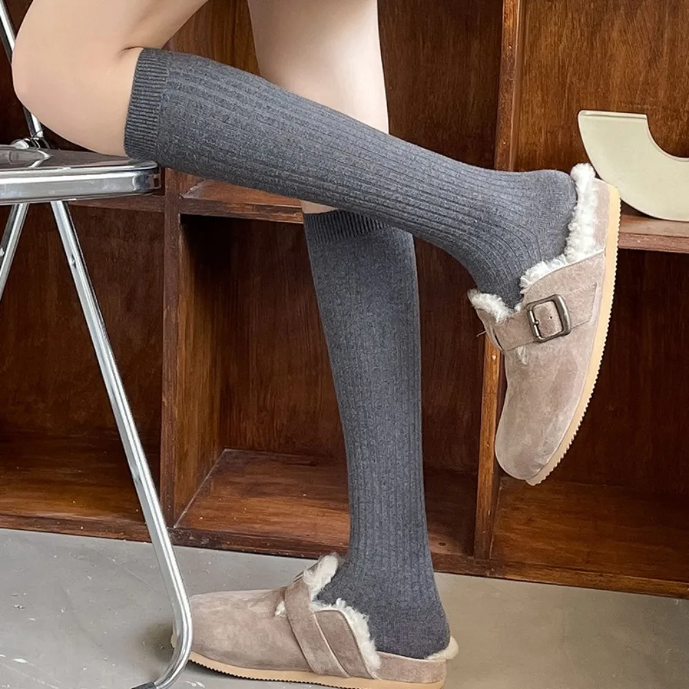 Fashion Cotton Calf Long Socks Warm Knee High Knitted Stockings Women All Match Hosiery High Tube Stocking Lolita JK