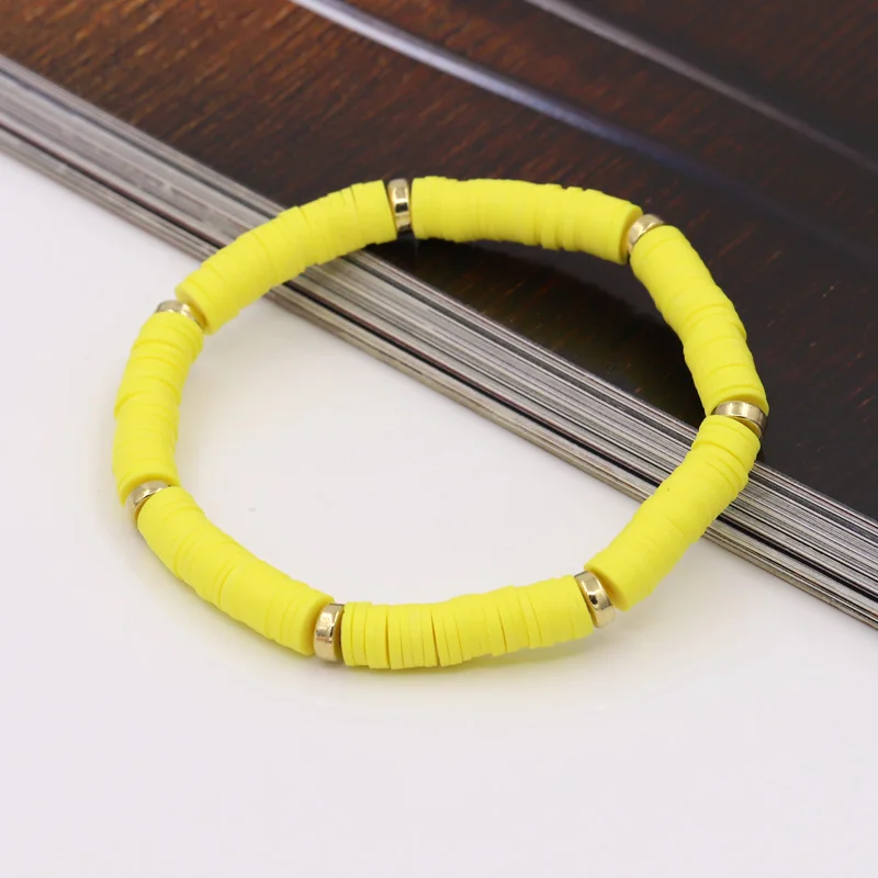 Boho Schmuck Armbänder für Frauen Mode Regenbogen Bunte Polymer Clay Perlenarmband Geschenk Damen Mädchen Handgelenk-Accessoires – Detail 9