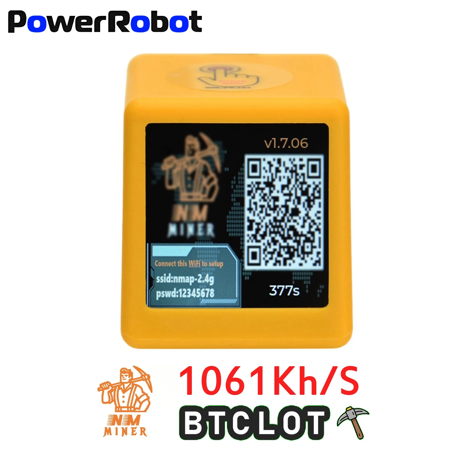 Solo Lottery BTC Miner for computer nerd Smart TV Hashrate1060KH/s ESP32 gift home silent Desktop Clock Lower Power Consumption