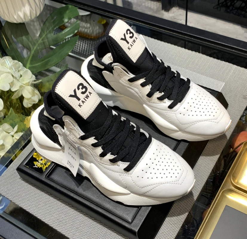 

y3kaiwa Black Samurai Men's Shoes Casual Dad Sports Running Couple Heightening Ninja Shoes Trendy round Toe Leather Sneakers
