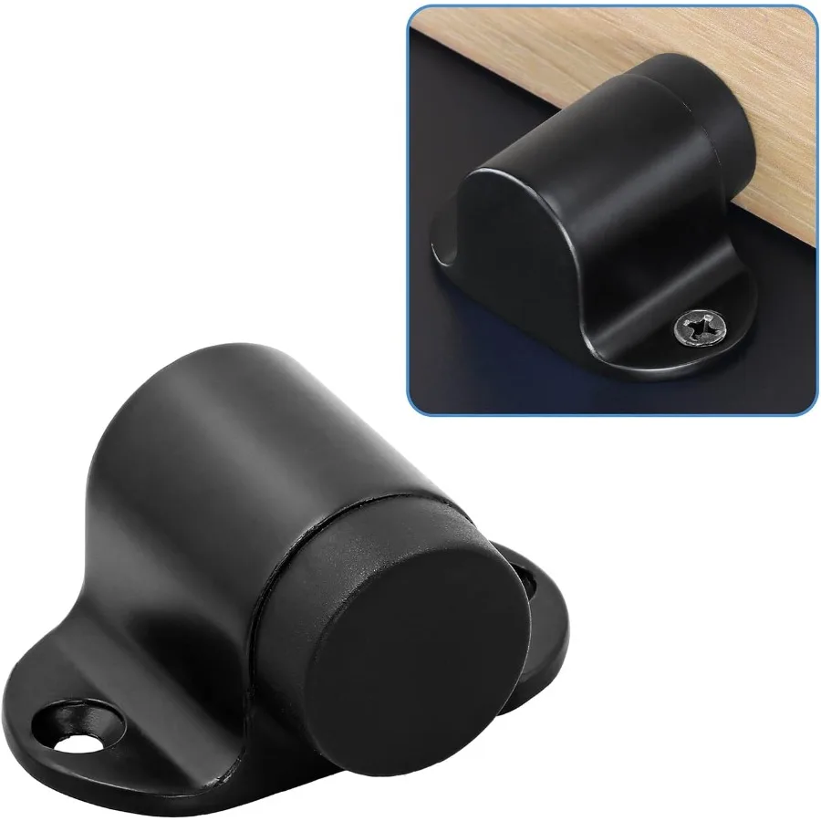 

Floor Mount Door Stopper Heavy Duty Door Stop Flat Black Doorstop with Rubber Bumper and Stainless Steel Screws 1.06 Ih Height