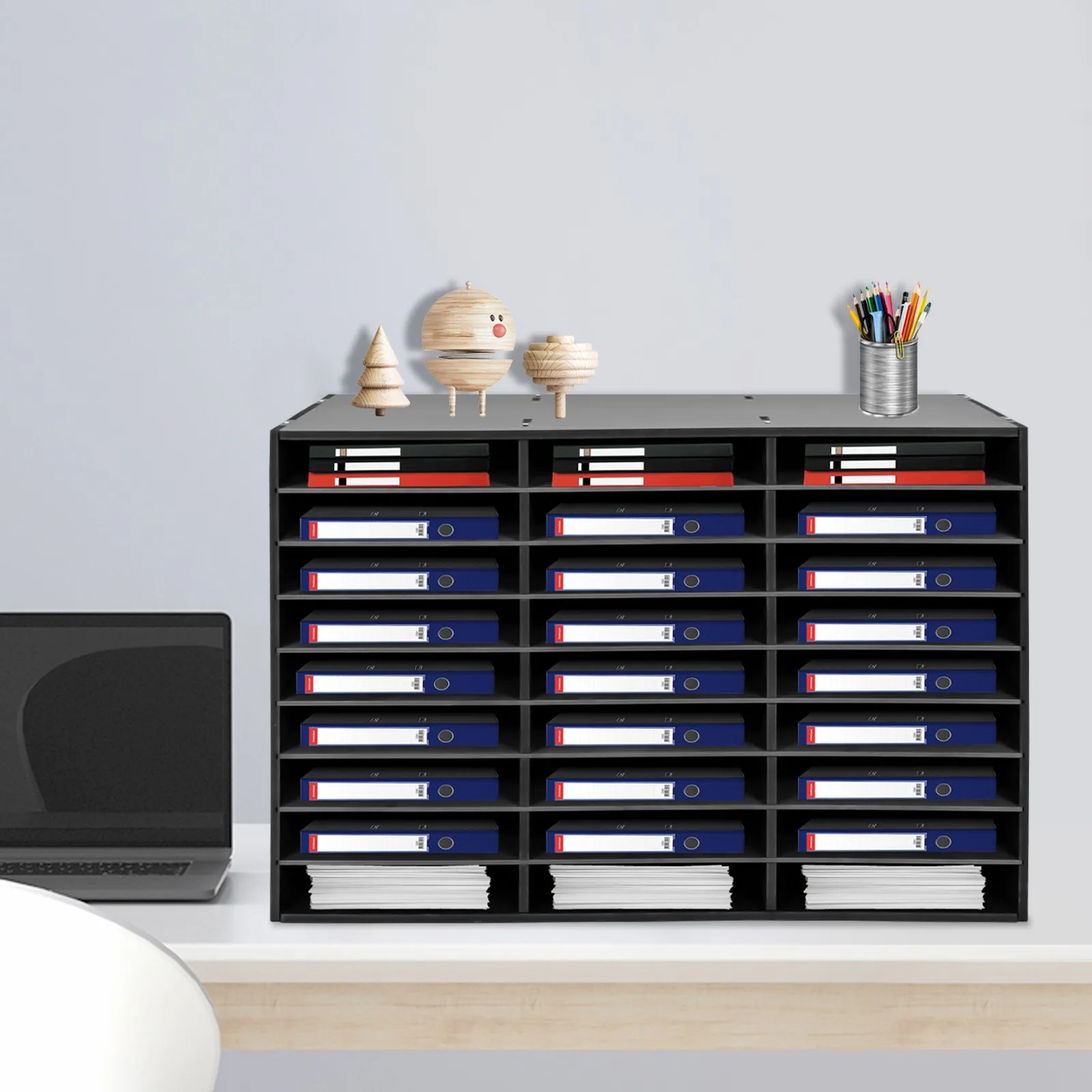 Thickened PVC Panel Literature Organizer ,27-Slot Mailbox Organizer,110lb Load Capacity, Student Teacher Mailboxes for Office