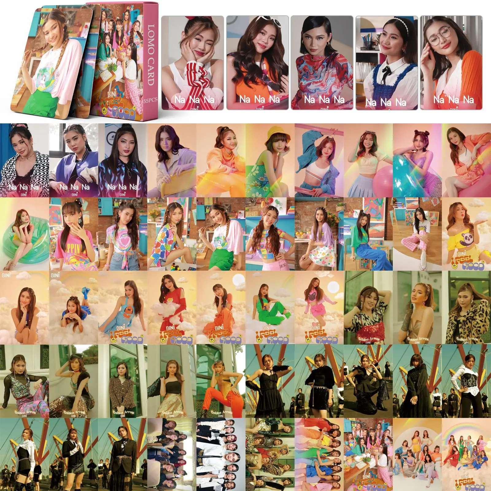 Kpop 55pcs BINI Special Photocards STACEY SHEENA Star Peripheral GWEN ALOI Fans Collection Double-sided Paper LOMO Card