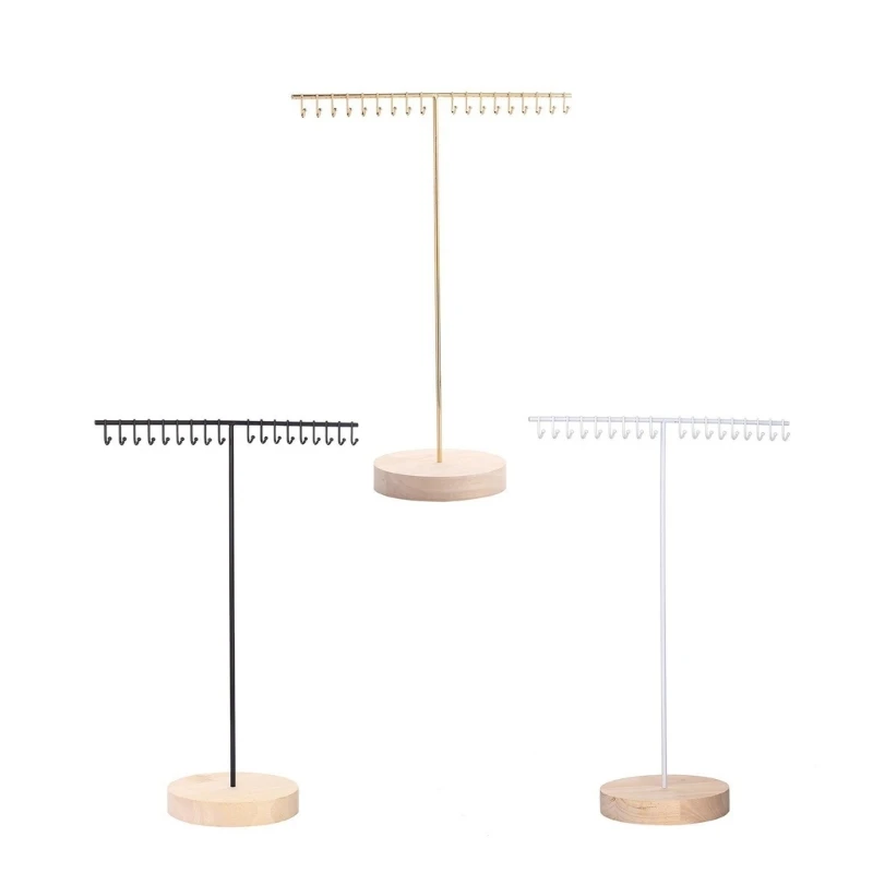 Multipurpose Alloy Necklace and Bracelet Organizers Clear Jewelry Stand with Hanging Rack Home Accessory Decoration N0HE