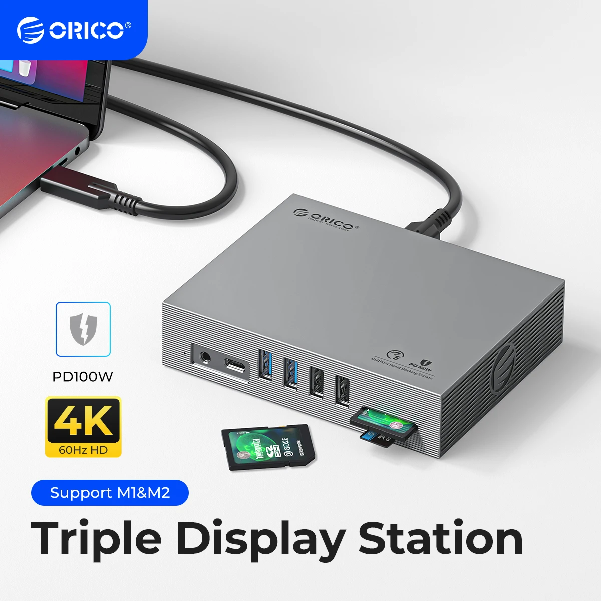 

ORICO USB C HUB Type C to Multi HDMI-compatible 4K60Hz PD100W USB3.0 Docking Station for MacBook Pro RJ45 OTG SD Card Reader HUB