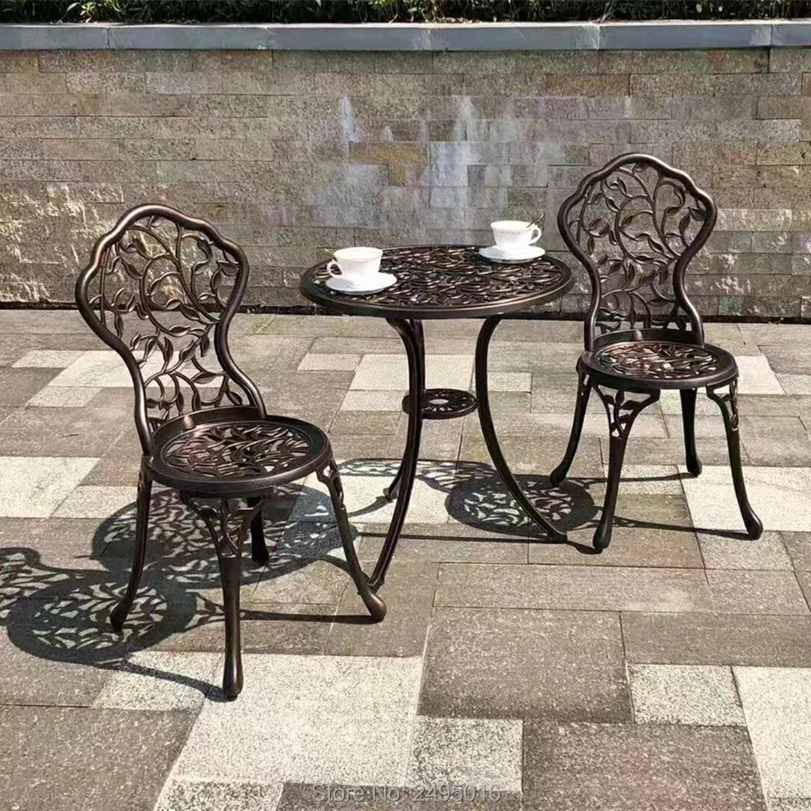 Outdoor furniture set of 3pcs Aluminum Bistro garden chairs and table for Farm House Balcony Backyard  all-weather anti-rust