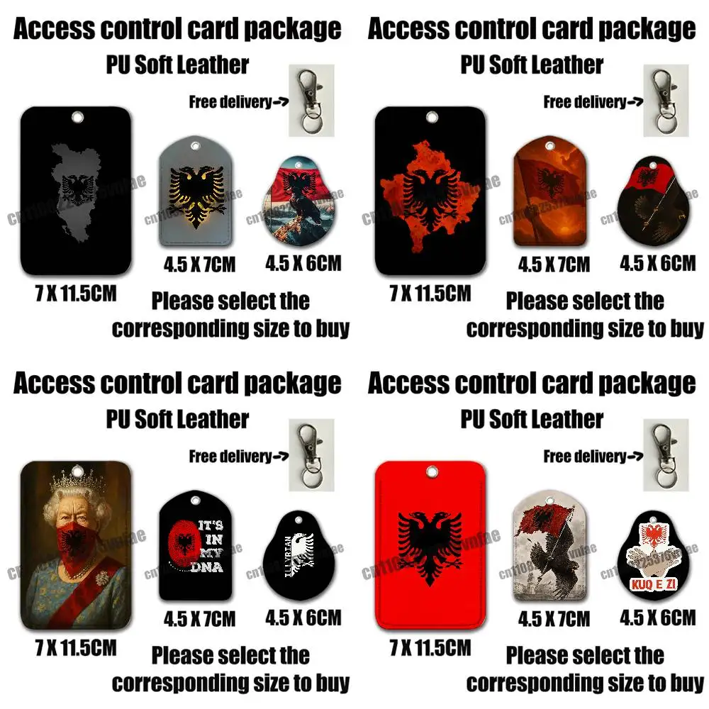 For Albania Albanian Illyrian Eagle Flag For AirTag Card Holder Cover ID Clips Credit Bank Access Electric Car Keychain