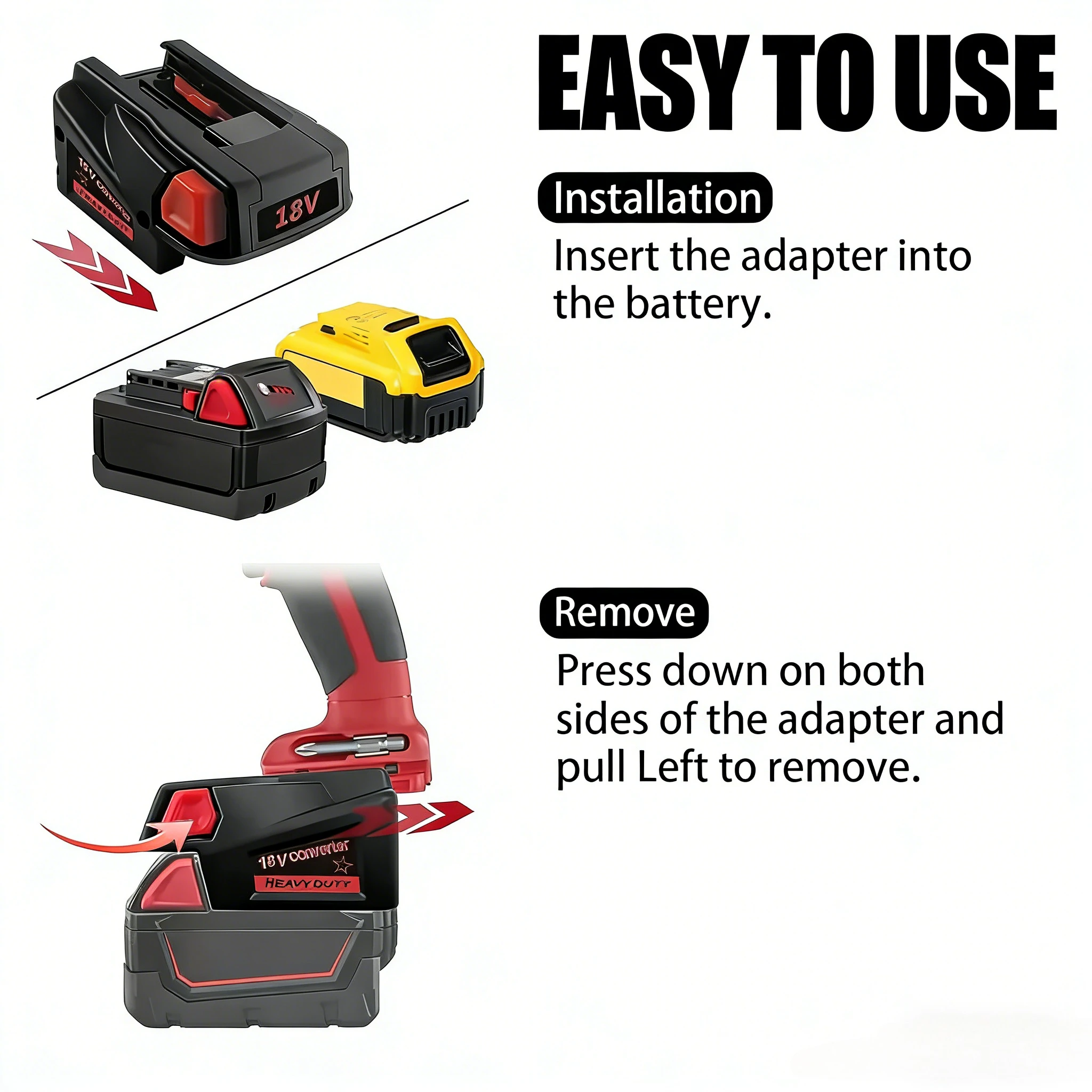 

Адаптер для аккумуляторов DeWalt 20V (литиевые) для Milwaukee 18V (Ni-Cd старого образца) для электроинструментов Milwaukee 18V DM18-V18