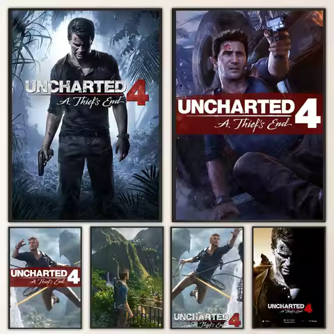 1pc Uncharted 4 A Thiefs End Poster Self-adhesive Art Waterproof Paper Sticker Coffee House Bar Room Wall Decor