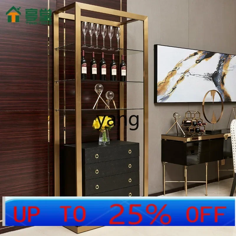 

LH modern simple glass wall dining side cabinet high-end stainless steel living room light luxury decorative cabinet
