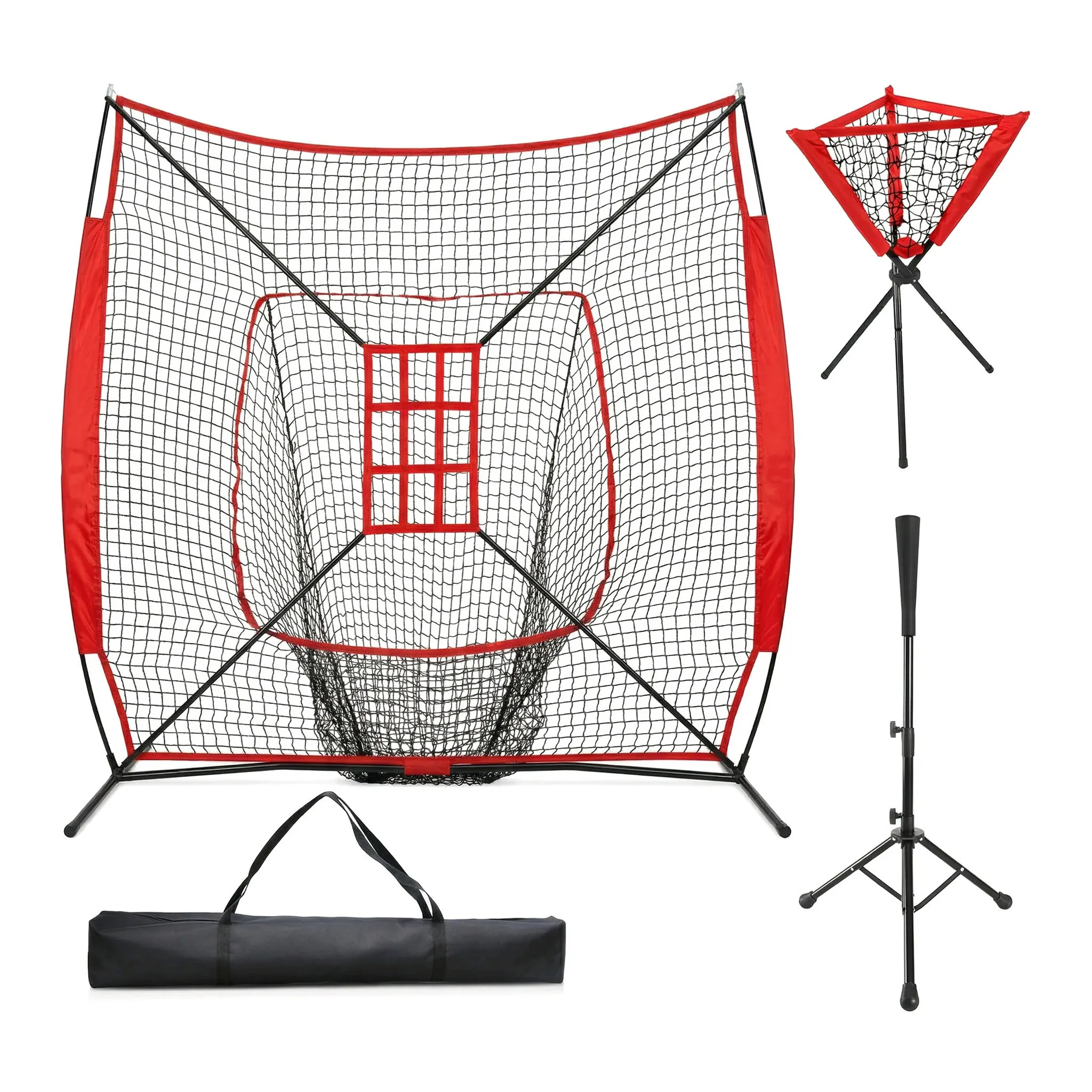 

Baseball Softball Batting Net - 7x7 Ft Baseball Backstop, Softball Practice Net for Hitting, Pitching, Throwing with Batting Tee