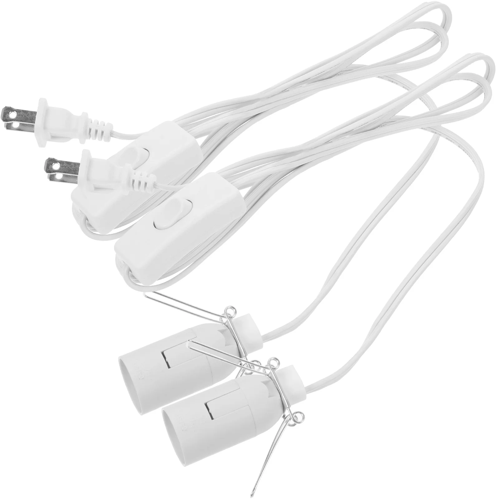 

2 Pcs E12 Wire US Plug Cord in Light Socket Accessories Lamps Bulb Power Pvc with