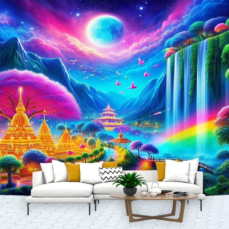 1Pcs Fantasy Landscape  Decoration Wall Tapestry waterfall Home Decoration   Wall Hanging  Background Cloth